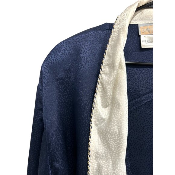 Vintage Emily Daniel Intimate Navy and White Robe With Belt SZ Large - Picture 4 of 9